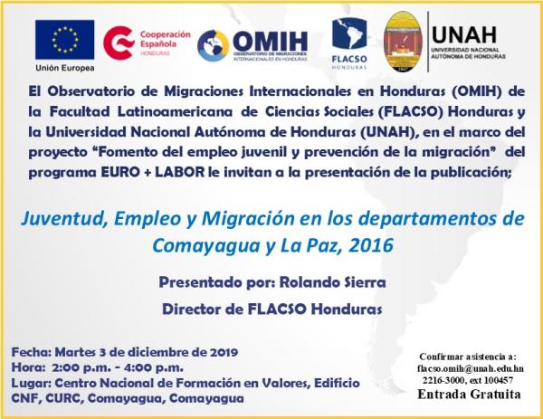 Presentacion de Encuesta Migraciones en Comayagua y La Paz 2016