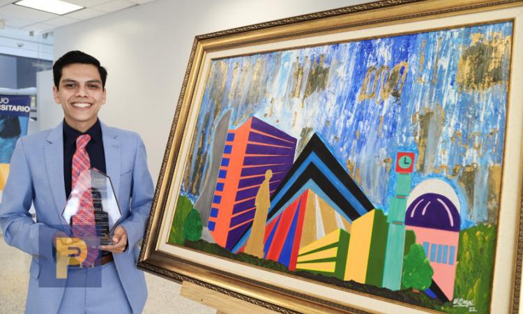 Artista y egresado de la UNAH entrega obra de arte que conmemora 50 años de construcción de Ciudad Universitaria