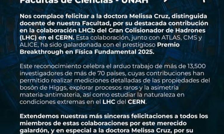 ¡Orgullo para la Facultad de Ciencias!