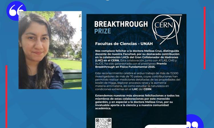 La Facultad de Ciencias - UNAH celebra con orgullo a la Dra. Melissa Cruz