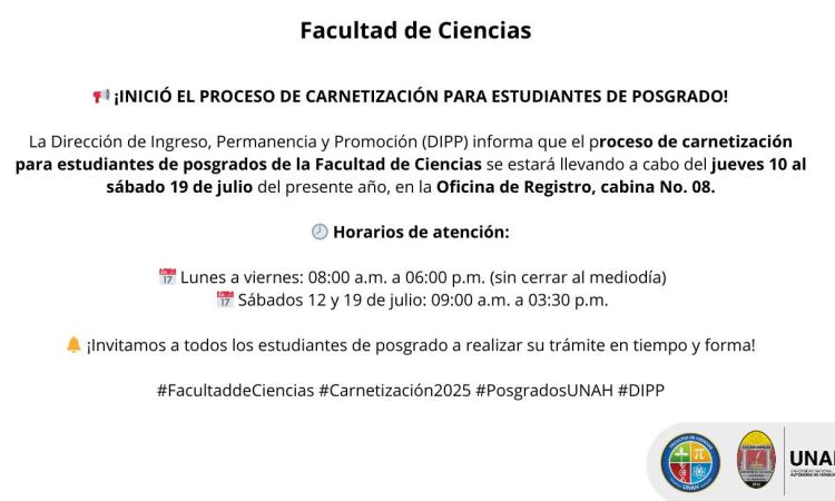 ¡Inició el Proceso de Carnetización para Estudiantes de Posgrado!