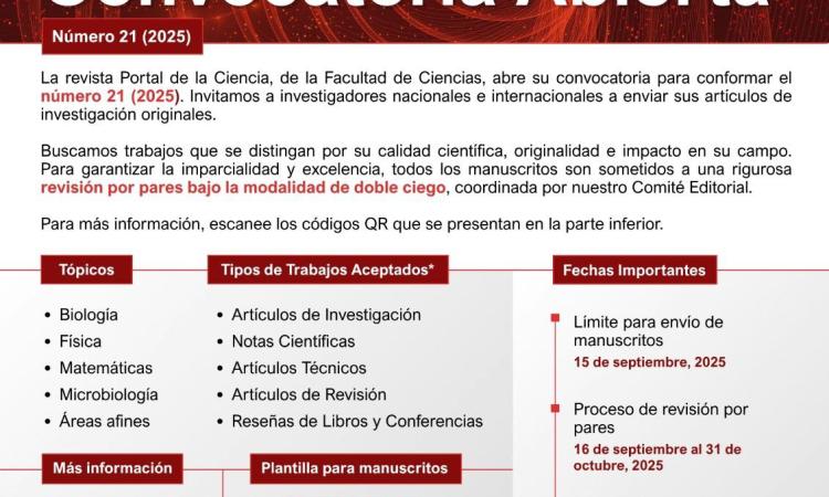 Convocatoria Abierta | Revista Portal de la Ciencia – Número 21 (2025)