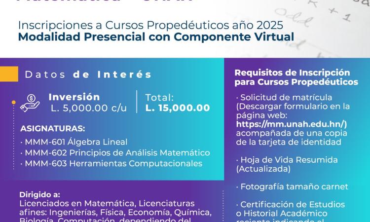 ¡Inscríbete en la VI Promoción de la Maestría en Matemática de la Facultad de Ciencias!