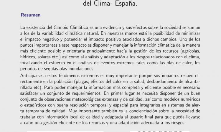 Coloquio “Información Climática Orientada a la Gestión de Recursos y Riesgo”.