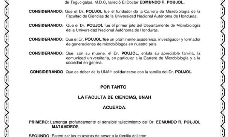 Acuerdo de Duelo, Doctor EDMUNDO R. POUJOL.