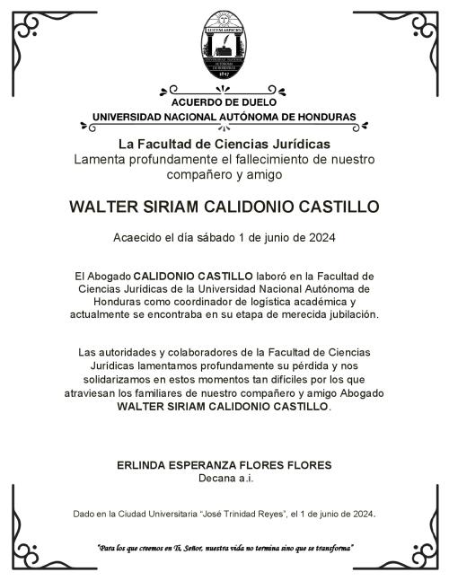 Acuerdo de duelo Abg Walter Calidonio