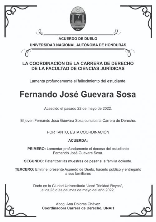 Acuerdo de Duelo Estudiante Fernando Guevara