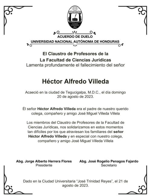 Acuerdo Duelo Padre Hector Villeda