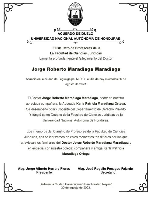 Acuerdo Duelo Padre Karla Maradiaga CP FCJ 1
