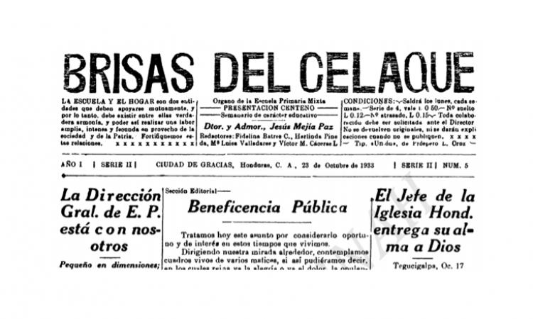 Semanario pedagógico Brisas de Celaque 1933
