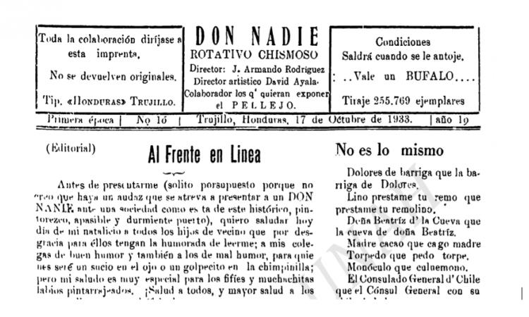 Semanario satírico: Don Nadie 1933