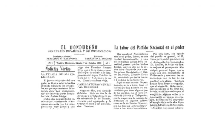Semanario de Trujillo: El hondureño 1933