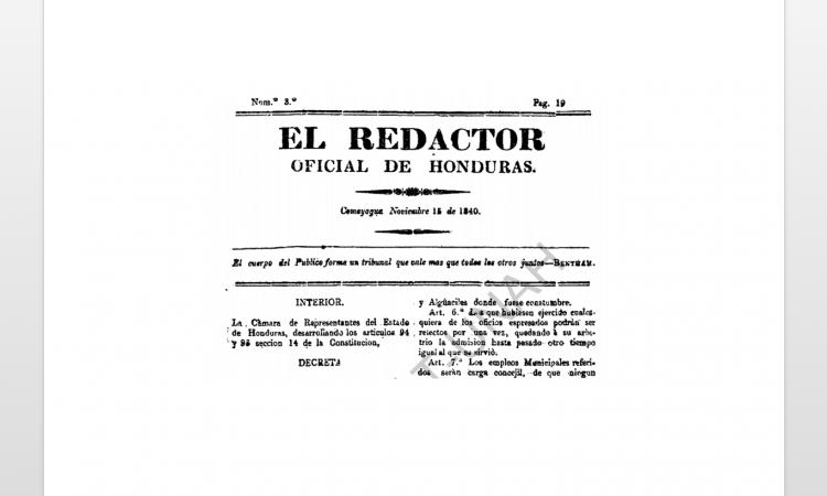 El Redactor Oficial de Honduras (No.3) 1840