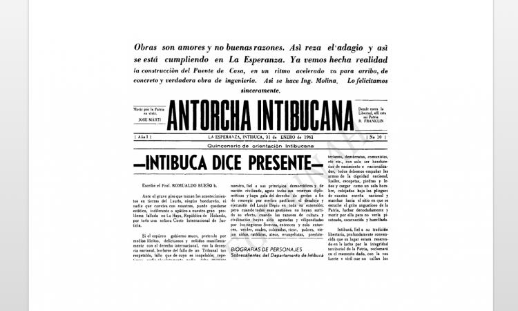 Antorcha Intibucana (Año.1, No.10) del 31 de enero de 1961.