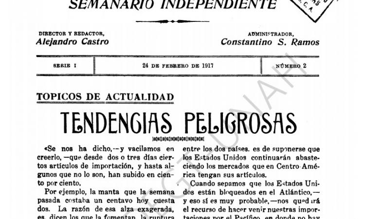 Tegucigalpa (Serie 1; No.2) del 24 de febrero de 1917.
