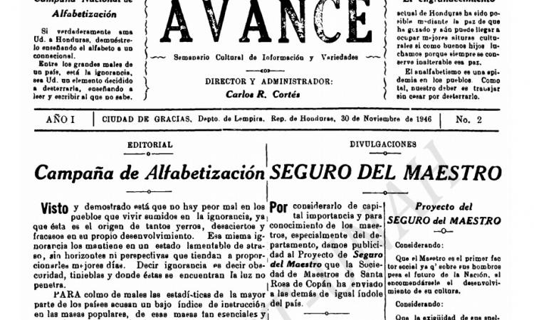 El Avance (Año 1; No.2) del 30 de noviembre de 1946.