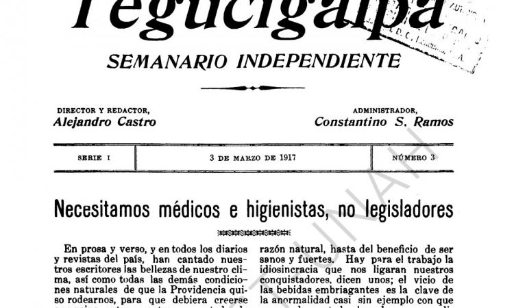 Tegucigalpa (Serie 1; No.3) del 3 de marzo de 1917.