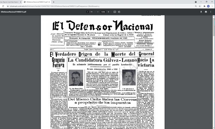 El Defensor Nacional (Año 1, No.12) del 14 de febrero de 1948.