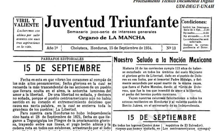 Juventud Triunfante (Año 1; No.13)	15 de septiembre de 1934.