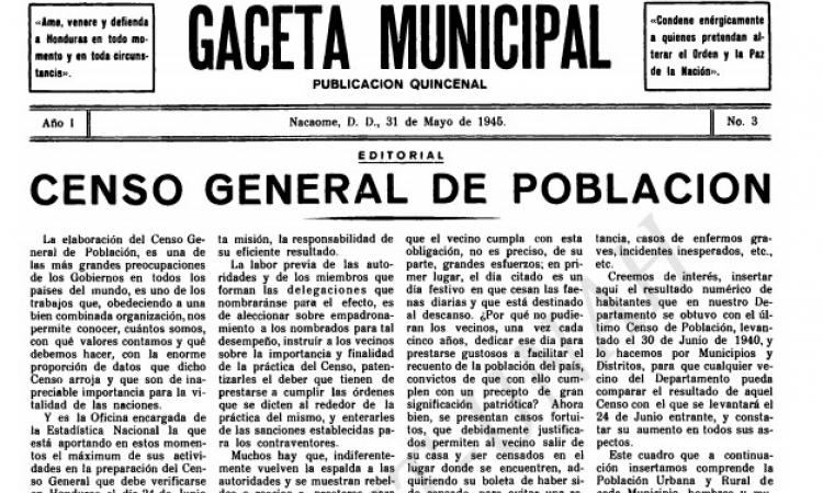 Gaceta Municipal (Año 1, No.3) 31de mayo de 1945.