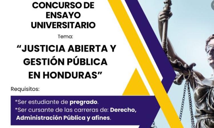 Abierta la convocatoria para el concurso de ensayos “Justicia Abierta y Gestión Pública en Honduras”