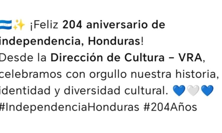 ¡Felíz 204 aniversario de independencia, Honduras!