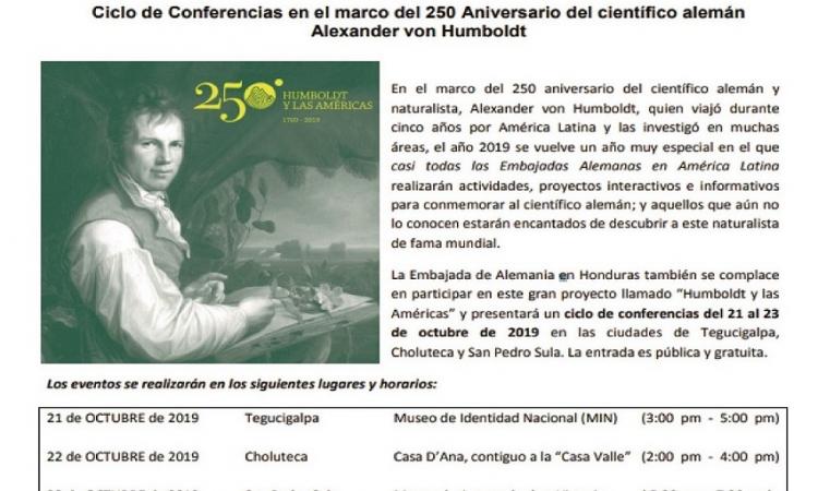 Alexander von Humboldt y Las Américas, Ciclo de Conferencias en el marco del 250 Aniversario del científico alemán Alexander von Humboldt