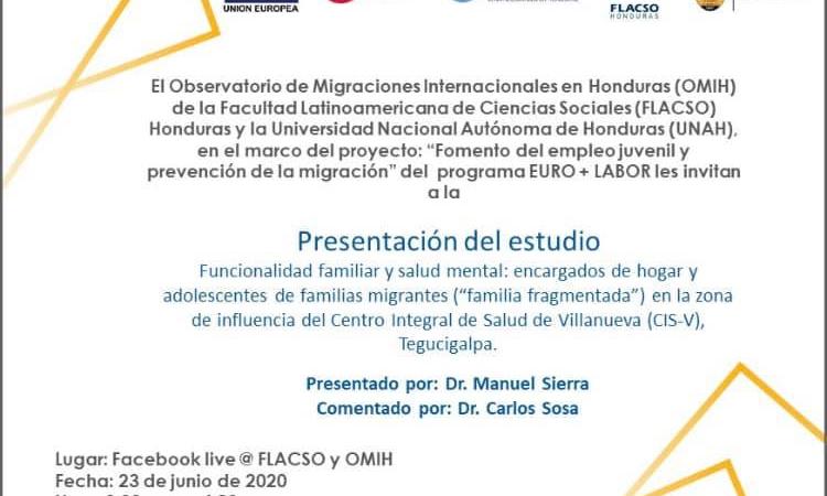 Presentación del Estudio "Funcionalidad familiar y salud mental: encargados de hogar y adolescentes de familias migrantes (familia fragmentada) ...