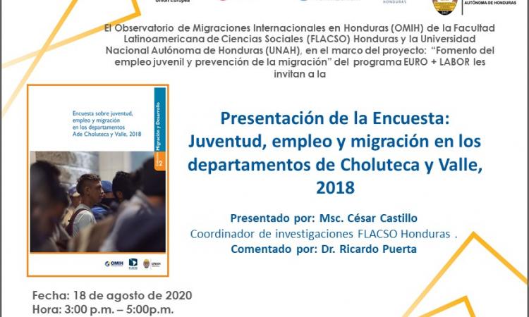 Presentación de la encuesta: Juventud, empleo y migración en los departamentos de Choluteca y Valle, 2018.