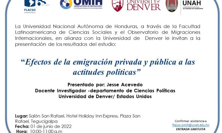 Presentación del estudio “Efectos de la emigración privada y pública a las actitudes políticas”.