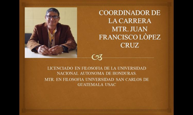 Nuevo coordinador de la Carrera de Filosofia: Mtr. Juan Francisco Lòpez Cruz