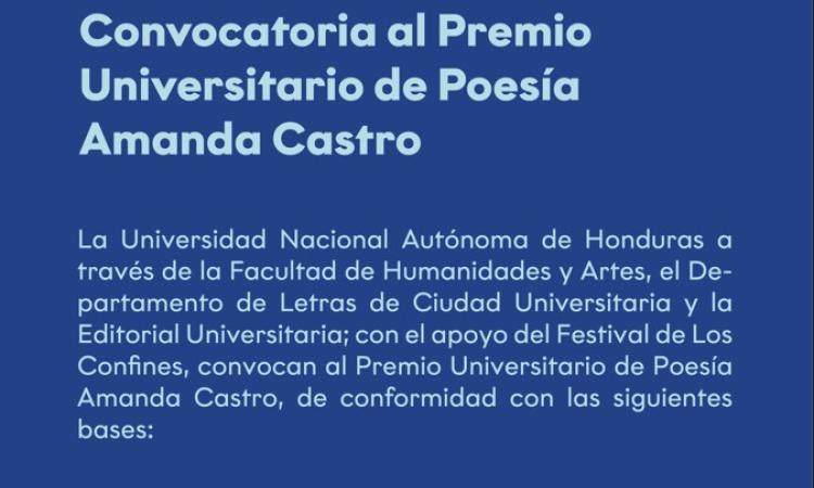 Convocatoria al Premio Universitario de Poesía  "Amanda Castro"