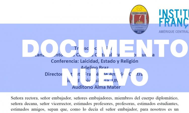 Transcripción libre: Lanzamiento de la Cátedra Cultural Franco-Hondureña
