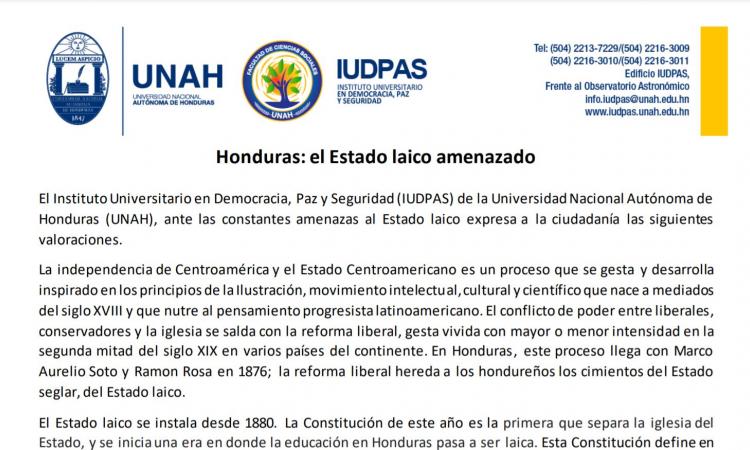 Honduras: el Estado laico amenazado