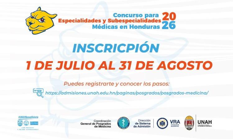 UNAH abre inscripciones para especialidades y subespecialidades médicas