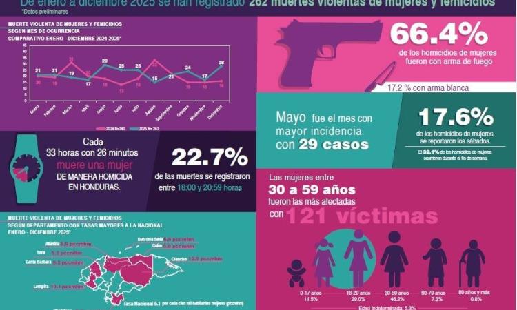 Cada 33 horas y 26 minutos muere una hondureña, según el ONV
