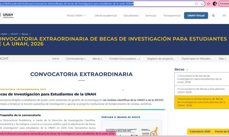Convocatoria abierta para estudiantes asistentes de gestión de la investigación en revistas científicas de la UNAH