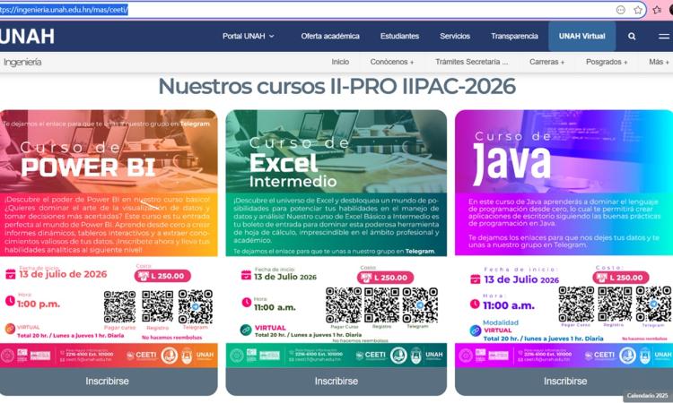 Oferta de cursos virtuales del CEETI para este II Pac 