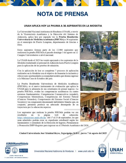 Nota de prensa Aplicacion PHUMA en la Moskitia 2