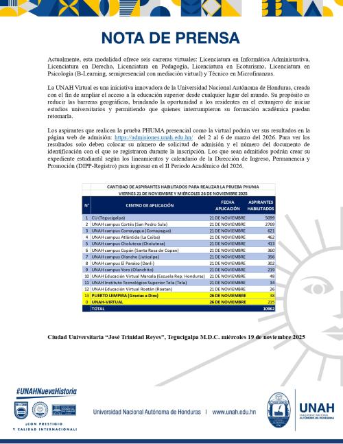 NP UNAH aplicara Prueba PHUMA el 21 de noviembre page 0002