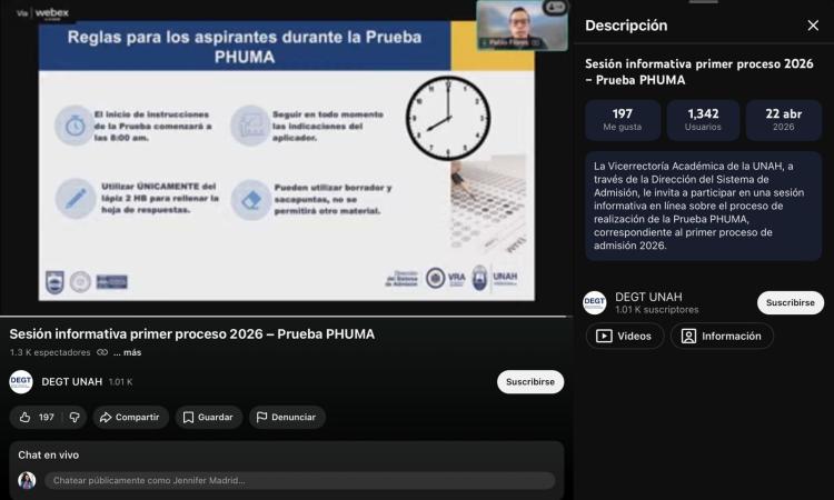 La UNAH realiza jornada informativa para los aspirantes a la PHUMA